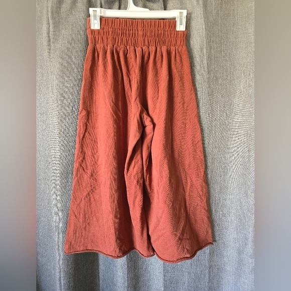 Ginger Parish X ROOLEE Cropped Wide Leg Elastic Waist Sweatpants XXS Red - Picture 3 of 5